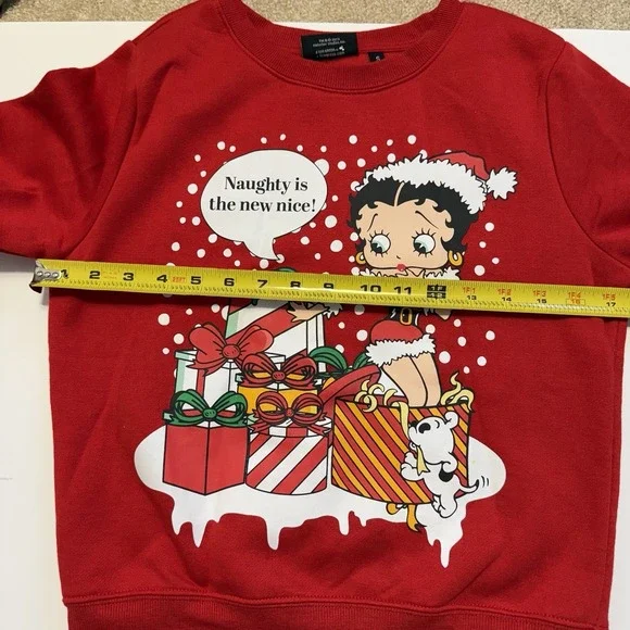 Betty Boop Crewneck Red Graphic SmallSweatshirt Holiday NWOT. ✅ Description! - Picture 9 of 11